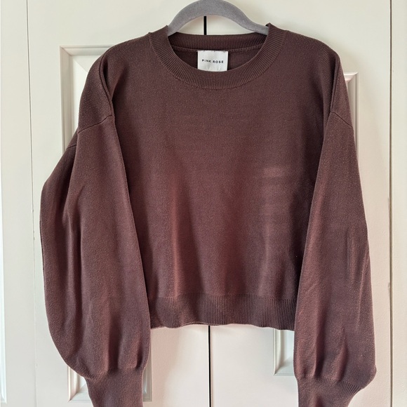 Pink Rose Sweaters - Pink Rose Chocolate Cropped Pullover